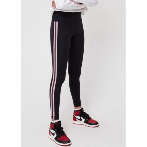 TNA by Aritzia Black + Red/White Striped Atmosphere High-Waist Leggings Size XS - Picture 1 of 10